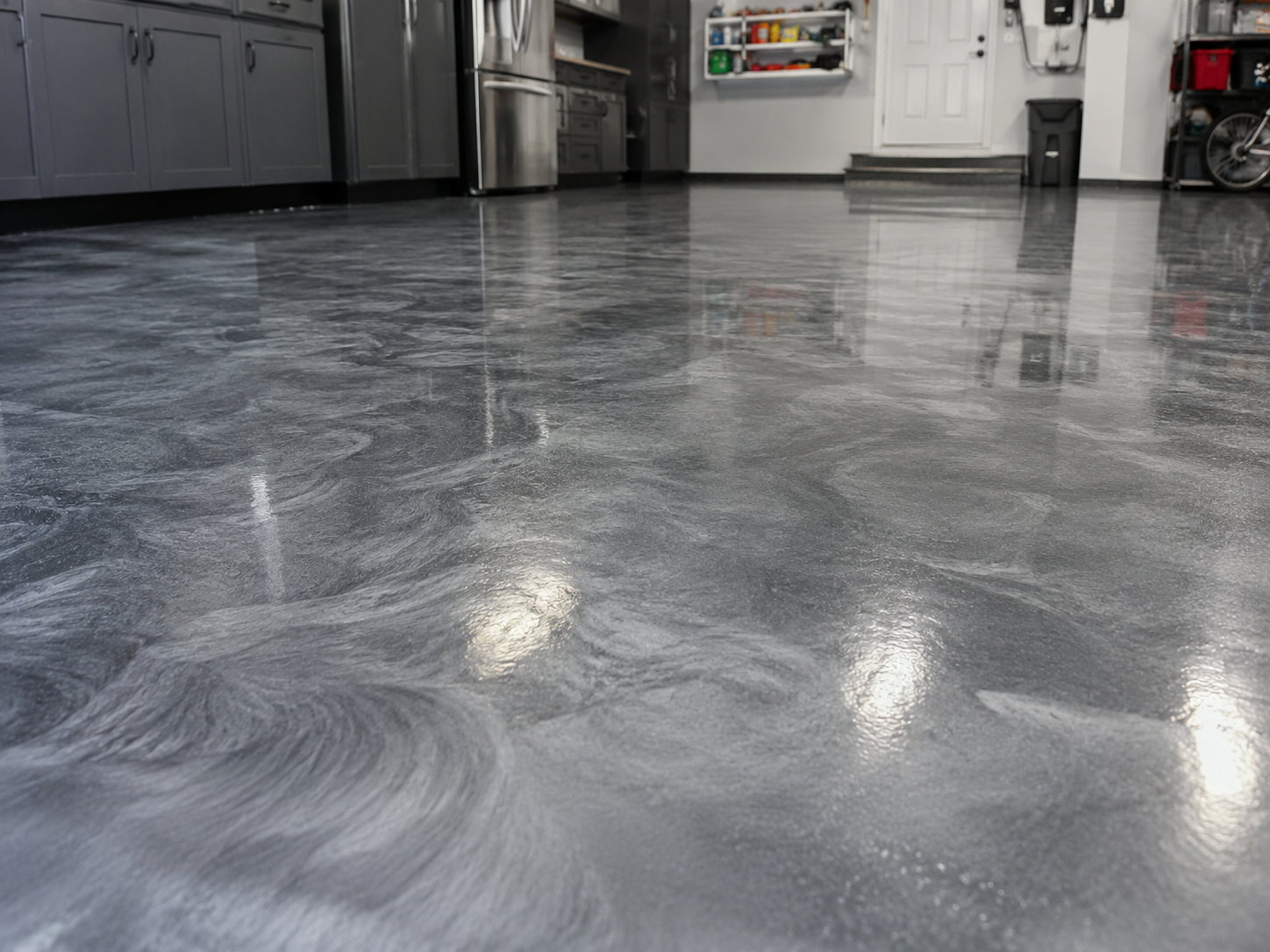 Metallic epoxy floor coating Omaha Nebraska garage